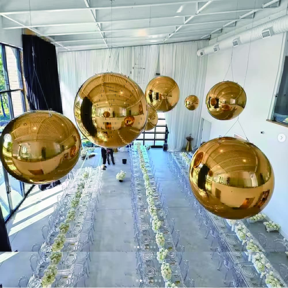 Wedding Scene with Gold Mirror Balloon