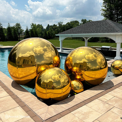 Pool Party Scene with Gold Mirror Balloon