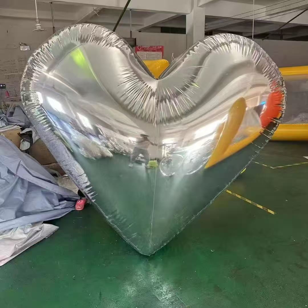 Silver Mirror Heart Balloon