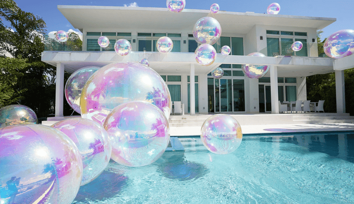 Rainbow Mirror Ball Pool Party Decor