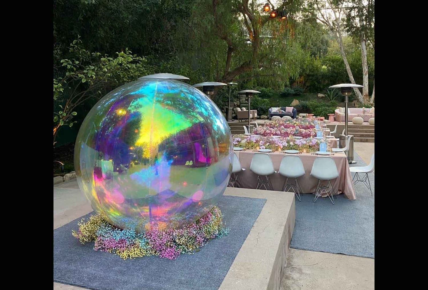 Rainbow Mirror Ball Wedding Scene
