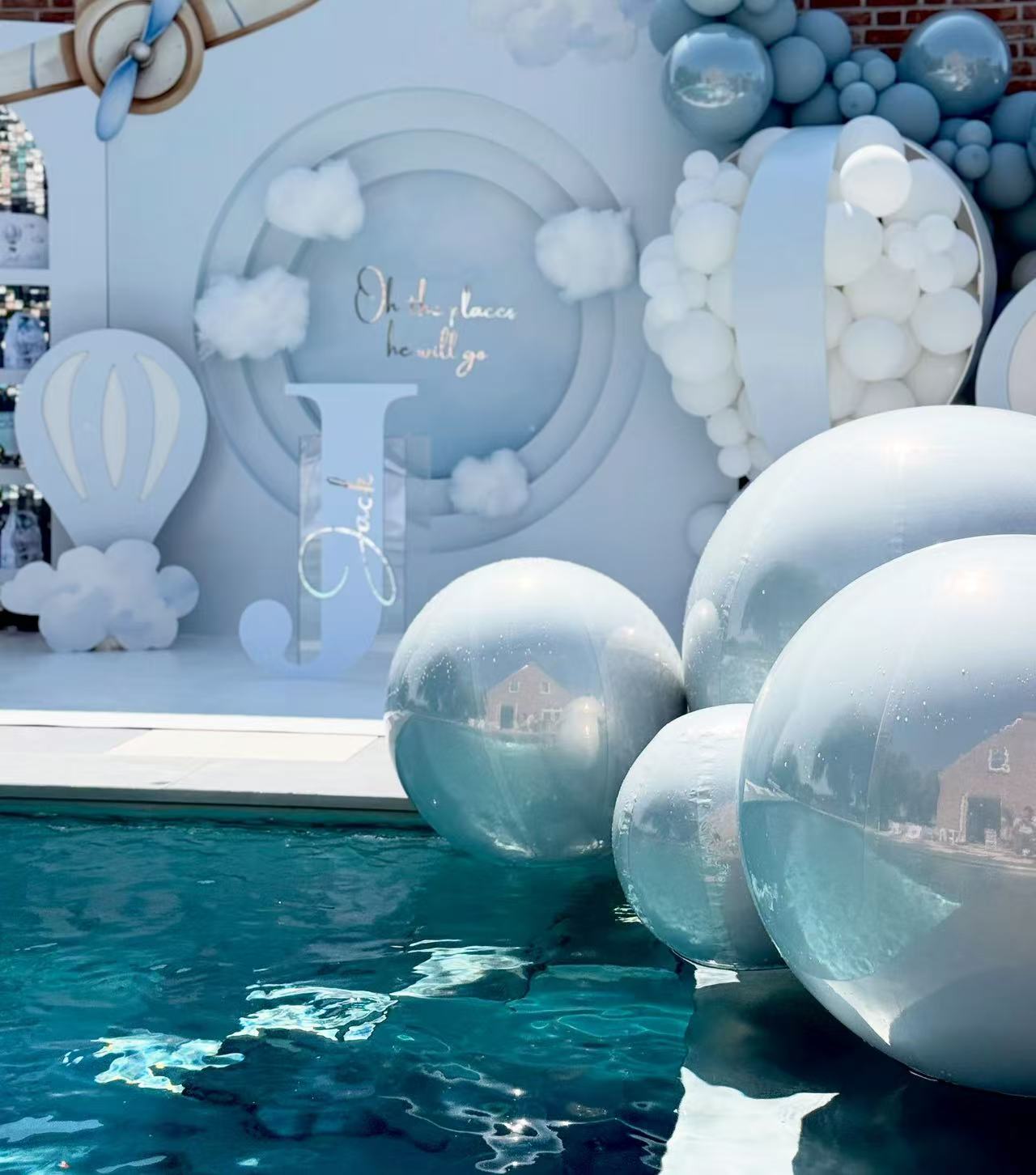 White mirror balloon for party decoration setup